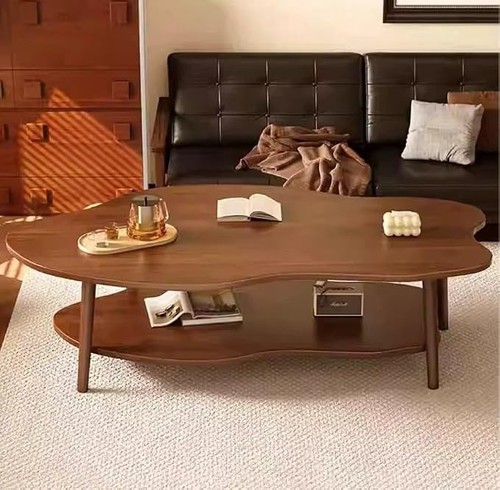 Oval wooden coffee table - oval,