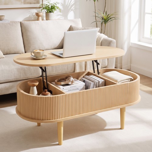 Oval lift top coffee table - top,