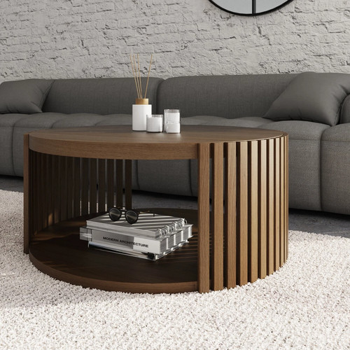 Round coffee table - coffee, walnut