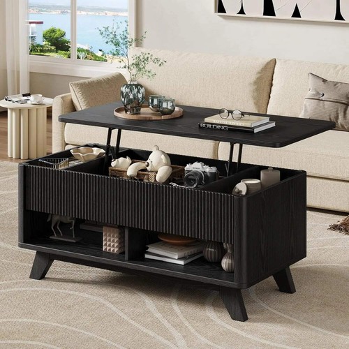 Fluted lift top coffee table - coffee,