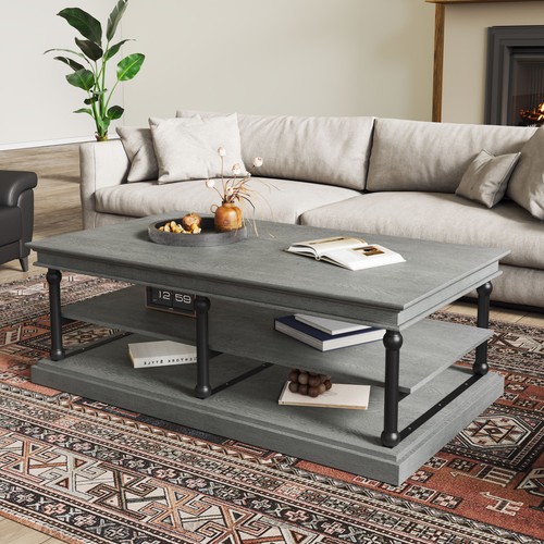 Gray wood coffee table - wood,