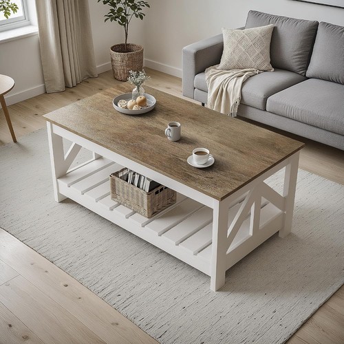 Gray white farmhouse coffee - white,