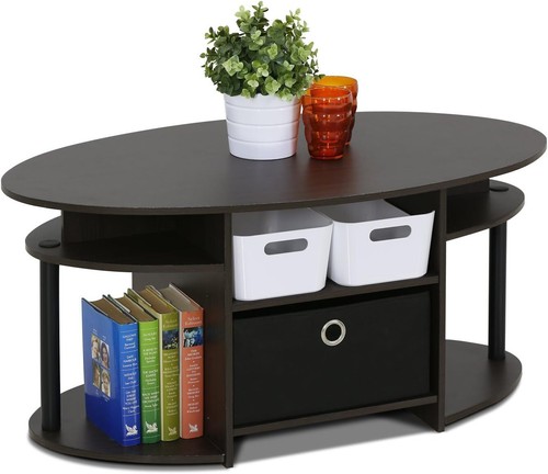 Oval coffee table - oval, bin