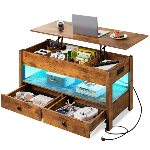 Lift top coffee table with - top,