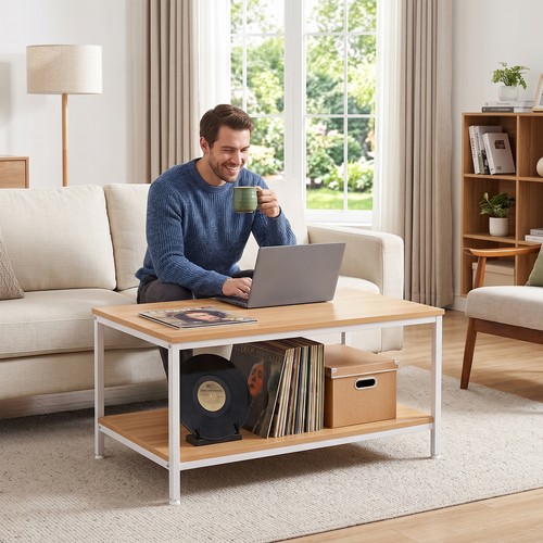 Natural wood coffee table - natural,
