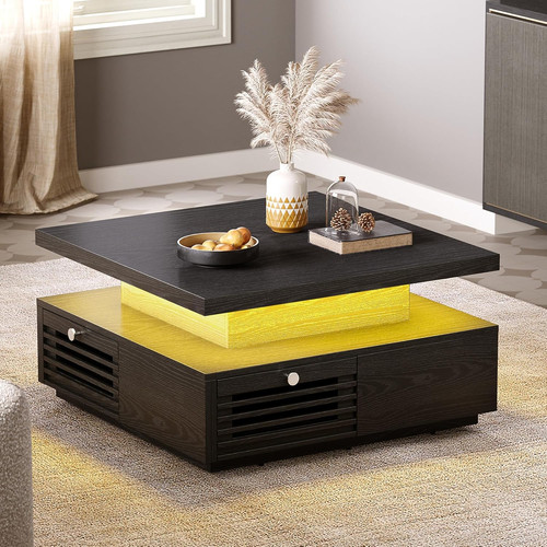 Led coffee table with charging - led,