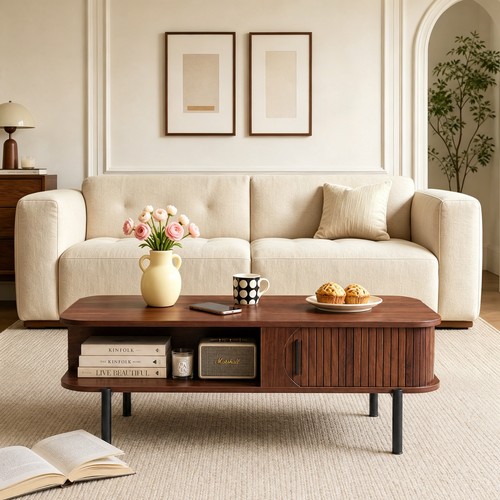 Brown coffee table with - table,