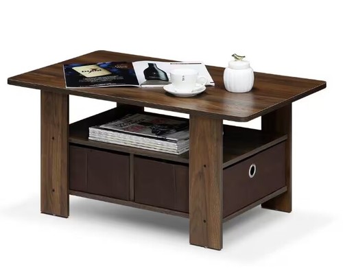 Walnut finish wooden - walnut, coffee
